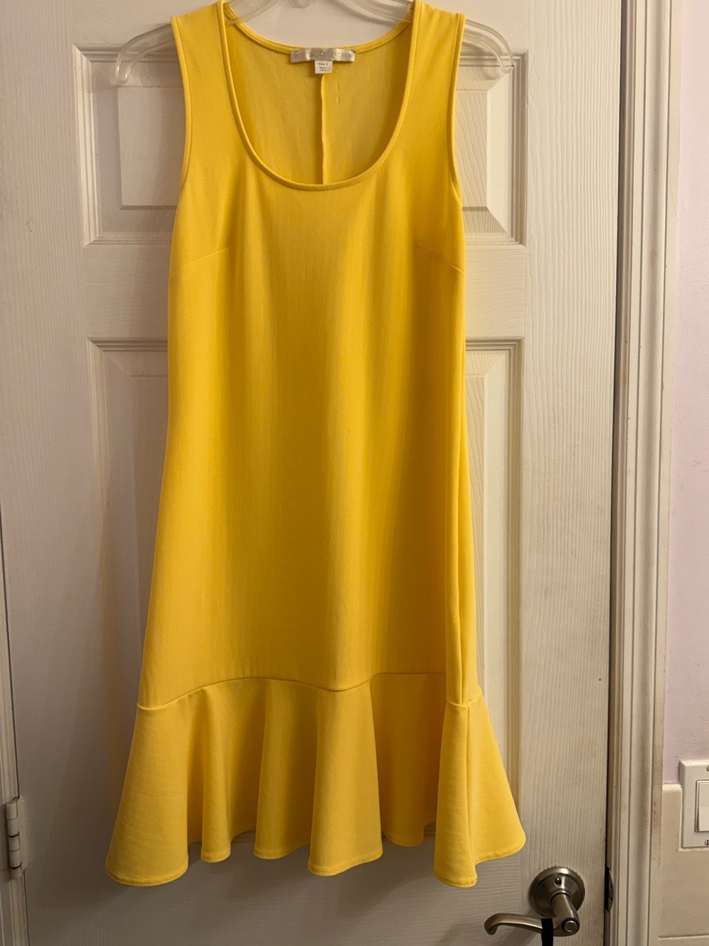 Boston Proper Bright Yellow Sleeveless Ruffle-Hem Dress Size Small